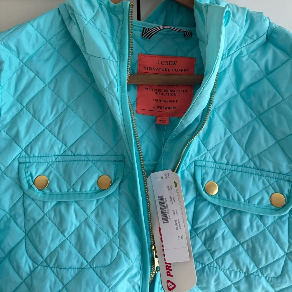 NWT J. Crew Quilted Field Jacket With PrimaLoft Vivid Sky Blue Size XS - Picture 6 of 6